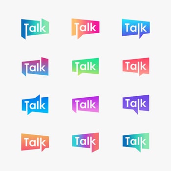 set of talk lettering with bubble logo. chat, speak, logo template. talk vector logotype design template.