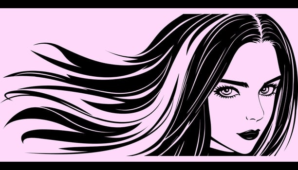 Beautiful young girl of model appearance with bright make-up in manga style. vector