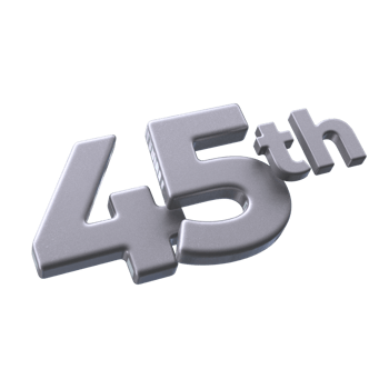 Number 45th 3D rendering with Silver color png