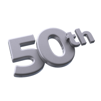 Number 50th 3D rendering with Silver color png