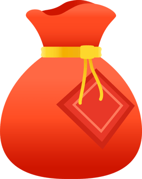 Chinese style Red golden coin money bag illustration. png