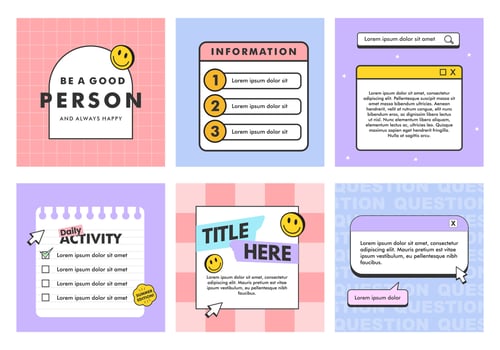 Flat 90's social media post design vector
