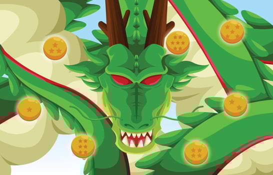 Illustration Of A Dragon And Seven Magical Yellow Balls vector