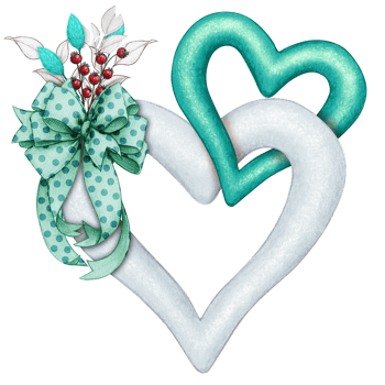 watercolor decorative linked hearts with bow png