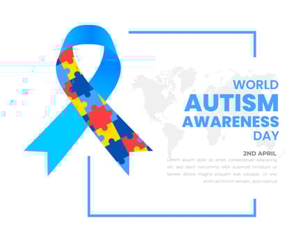 World autism awareness day banner with puzzle ribbon and world map design template. World autism day social media post banner. colorful puzzle vector banner. Symbol of autism. World autism day
