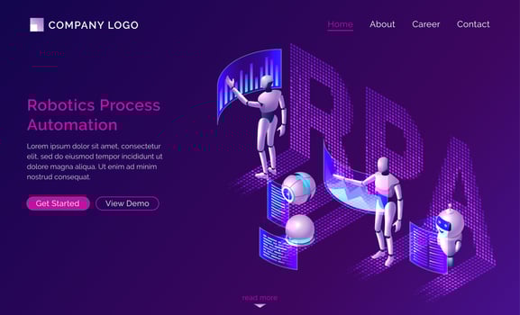 Robotic process automation isometric concept vector