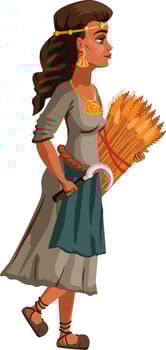 Peasant woman with sickle and sheaf of spikelets vector