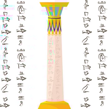 Ancient Egypt white temple column or stone pillar vector