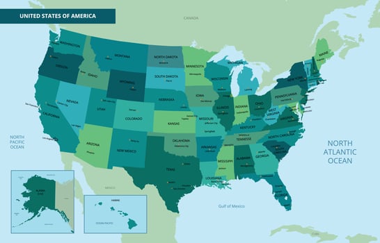 United States Of America Detailed Country Map Design Concept vector