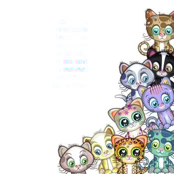 Adorable Cartoon Pet Kitten Page Border vector