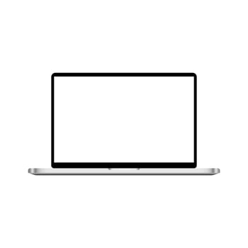 Realistic Metallic Laptop White Blank Display Mockup Vector Illustration
