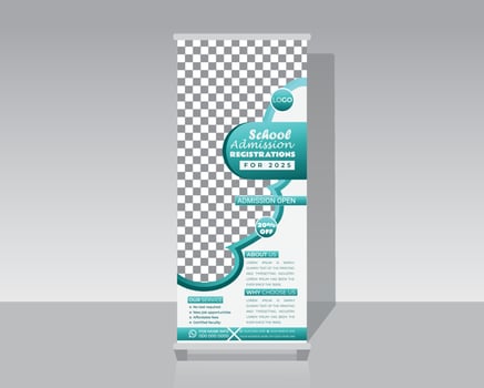 School Admission Roll Up Banner Template vector