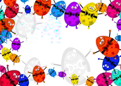 Funky Cartoon Easter Egg Border vector