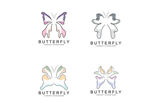 Butterfly Logo Design, Beautiful Flying Animal, Company Brand Icon Illustration, Screen Printing, Salon vector