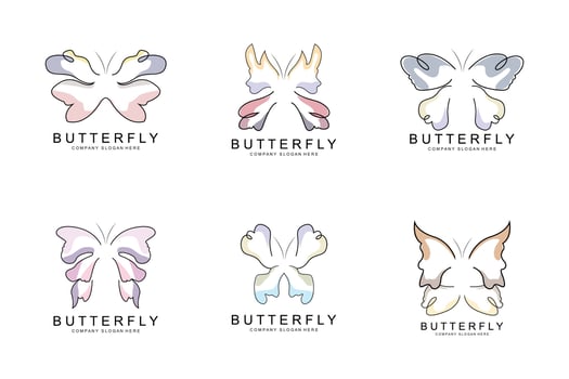 Butterfly Logo Design, Beautiful Flying Animal, Company Brand Icon Illustration, Screen Printing, Salon vector