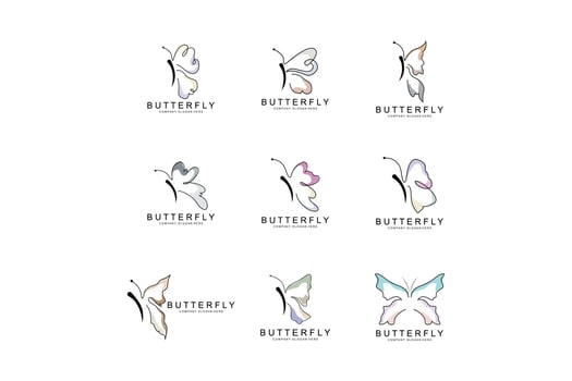 Butterfly Logo Design, Beautiful Flying Animal, Company Brand Icon Illustration, Screen Printing, Salon vector