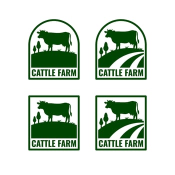 Set of cattle farm logo template design. vector