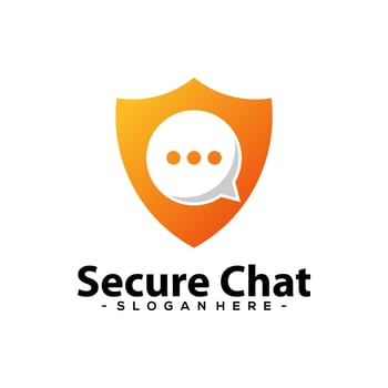 Chat Security Logo Template Design. Vector illustration.