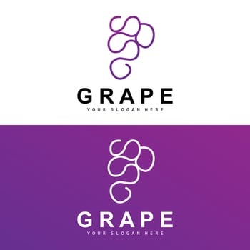 Grape Fruit Logo, Circle Style Fruit Design, Grape Farm Vector, Wine Drink, Nature Icon, Illustration Template vector