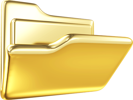 Gold folder with document list icon. 3d folder and paper for management file. document efficient work on project plan concept. 3d rendering png
