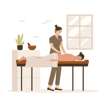 Traditional acupuncture treatment illustration concept vector