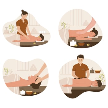 Spa and massage illustration set vector
