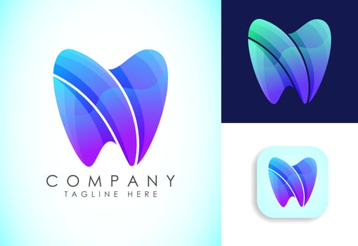 Dental clinic logo template, Dental gradient color logo design vector