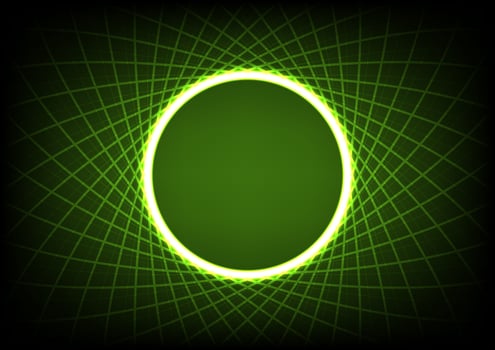 Abstract digital technology green hold circle light line background vector