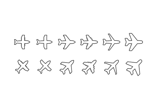 set of plane line icon vector