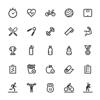 Icon set - Fitness and exercise line icon png