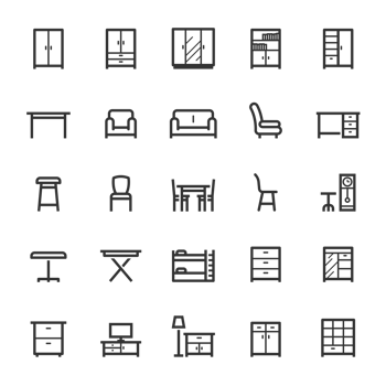 Icon set - Furniture and living line icon png