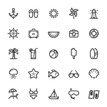 Icon set - Beach and Holiday line icon png
