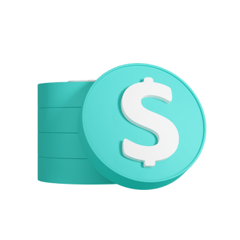 3D render Dollor coin for saving with pastel green colour. png
