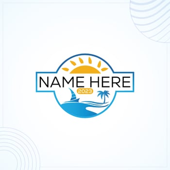 Sea Boat PLam Tree Vacation Logo Template In Modern Creative Minimal Style Vector Design