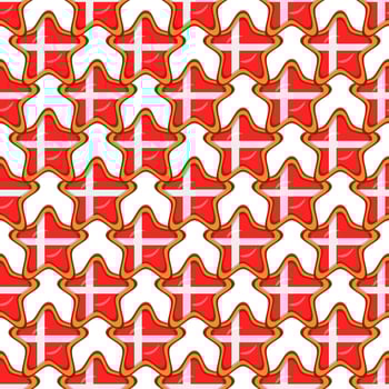 Pattern cookie with flag country Denmark in tasty biscuit vector