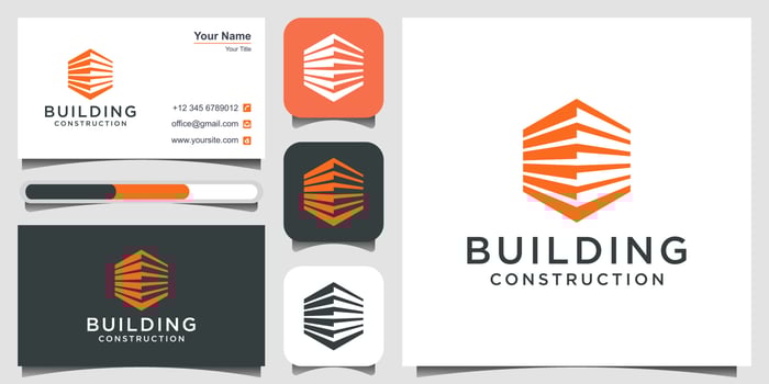 construction logo design template. building Abstract  For Logo Design Inspiration. logo design, 3 favicon and business card Premium Vector. vector