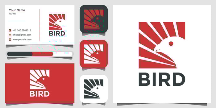 bird negative space and wing logo design. logo design, 3 favicons and business card Premium Vector. vector