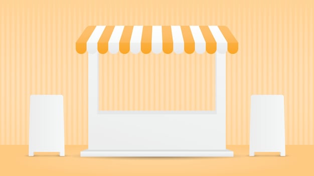market stall with signboard illustration vector
