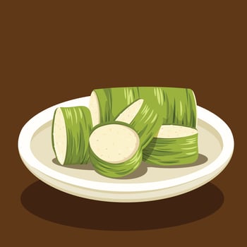 Malay Lemang Asia Malaysian Hari Raya Celebration Traditional Cultural Food Vector Illustration