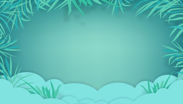 Summer Background,Flat Lay Scene Coconut Palm Leave on Green Blue Background,Paper Cut Tropical Beach with Copy Space.Top View Horizon Sea Beach Wave with Branches Leaf for Summer Vacation,Travel,Sale vector