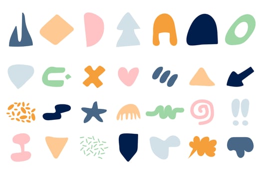 Collection of hand drawn flat abstract shapes. Irregular shape. vector