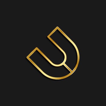 magnet gold icon. Vector illustration of golden dark background .