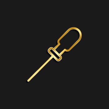 flat blade, screwdriver gold icon. Vector illustration of golden dark background .