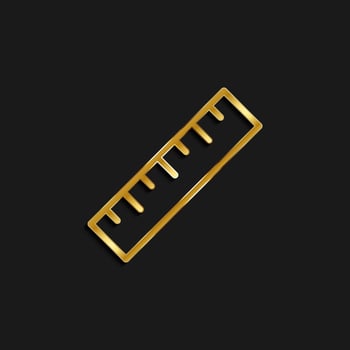 measure, ruler gold icon. Vector illustration of golden dark background .