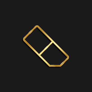 eraser gold icon. Vector illustration of golden dark background .