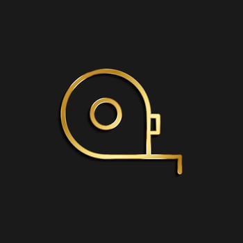 measuring, tape gold icon. Vector illustration of golden dark background .