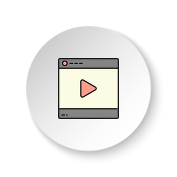 Round button for web icon, video player, online. Button banner round, badge interface for application illustration on white background vector