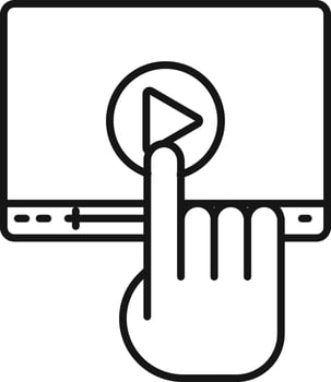 clip, course, marketing, tuch, play , icon. Marketing vector icon. Thin line icon for website design and infographic on white background