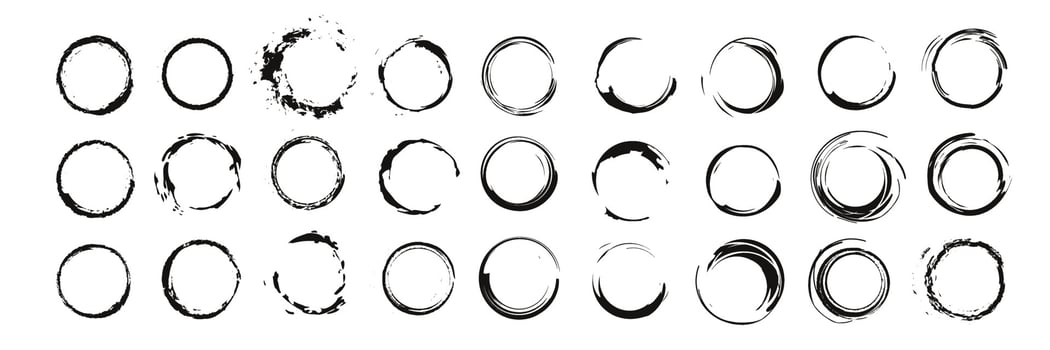 Set of vector black circles. Black spots on white background isolated. Spots for grunge design