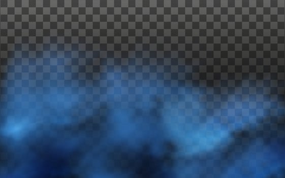 Blue vector cloudiness ,fog or smoke on dark checkered background.Cloudy sky or smog over the city.Vector illustration.